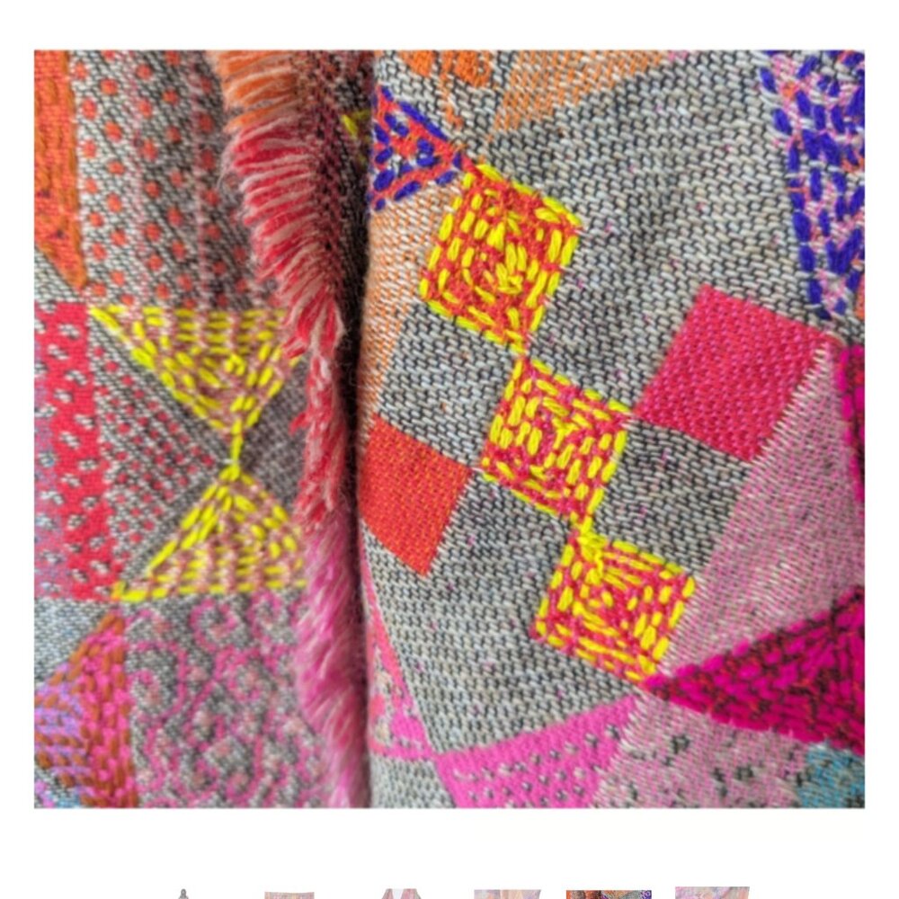 Patchwork Embroidered Multicolor Extra Large Scar… - image 3